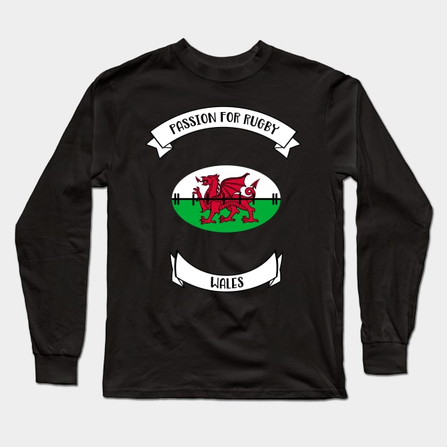 Wales rugby design Long Sleeve T-Shirt by Cherubic